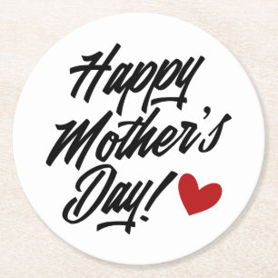 Simple Happy Mother's Day Calligraphy   Coaster