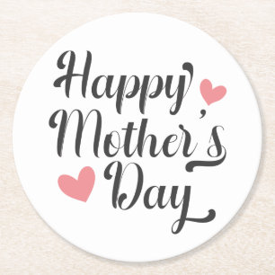 Simple Happy Mother's Day Calligraphy Coaster