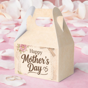 Simple Happy Mother's Day Calligraphy Floral Favour Box
