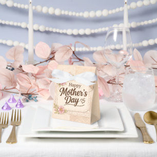 Simple Happy Mother's Day Calligraphy Floral Favour Box