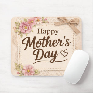 Simple Happy Mother's Day Calligraphy Floral    Mouse Pad