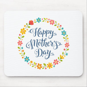 Simple Happy Mother's Day Calligraphy Floral    Mouse Pad