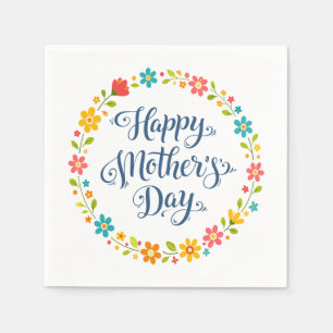 Simple Happy Mother's Day Calligraphy Floral    Napkin