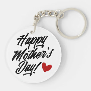 Simple Happy Mother's Day Calligraphy   Keychain