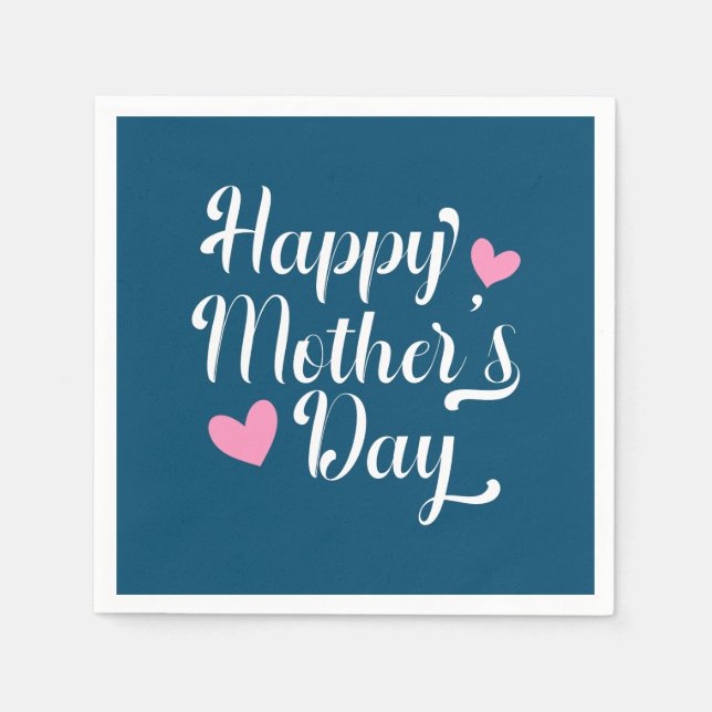 Simple Happy Mother's Day Calligraphy Paper Napkin (Front)