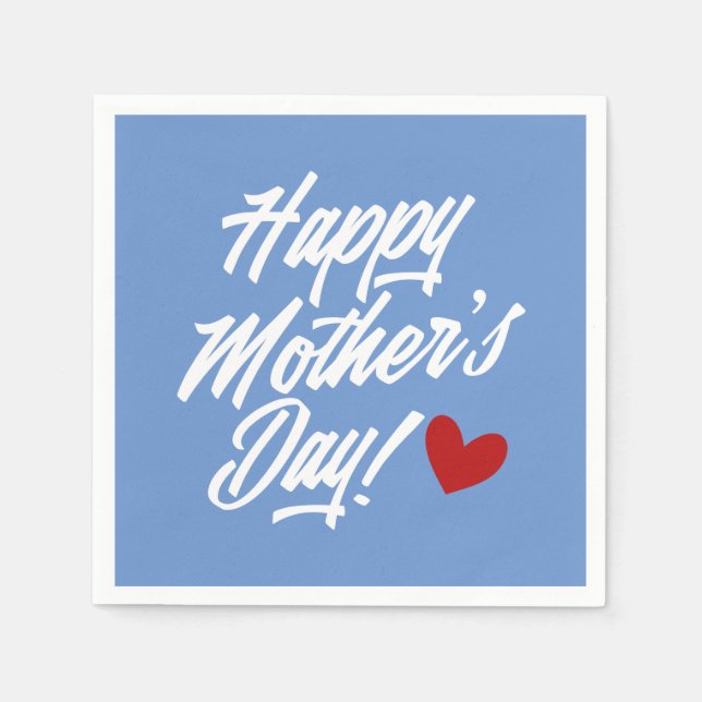 Simple Happy Mother's Day Calligraphy Paper Napkin (Front)