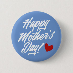 Simple Happy Mother's Day Calligraphy Pin Button