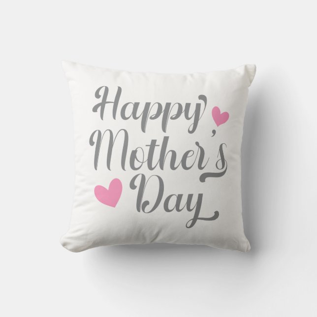 Simple Happy Mother's Day Calligraphy Throw Pillow (Front)
