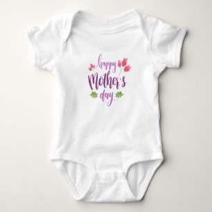 Simple Happy Mother's Day Floral   Bodysuit