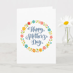 Simple Happy Mother's Day Floral Calligraphy    Card