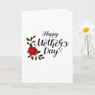 Simple Happy Mother's Day Floral Calligraphy Card