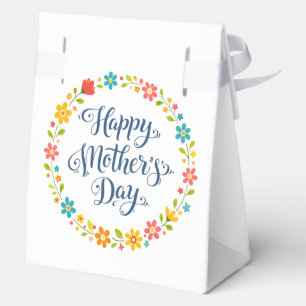 Simple Happy Mother's Day Floral Calligraphy Favour Box