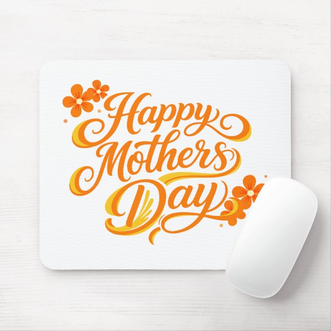 Simple Happy Mother's Day Floral Calligraphy |  Mouse Pad (With Mouse)