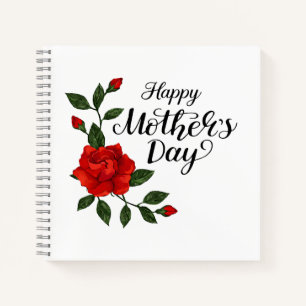 Simple Happy Mother's Day Floral Calligraphy Notebook