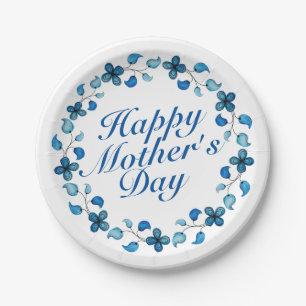 Simple Happy Mother's Day Floral Paper Plate