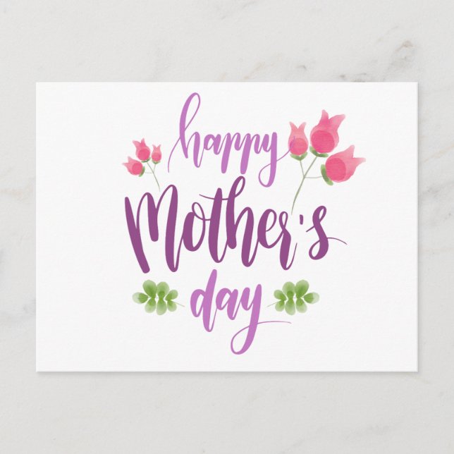 Simple Happy Mother's Day Floral | Postcard (Front)