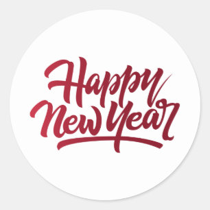 Simple Happy New Year Holiday Classic Round Sticker