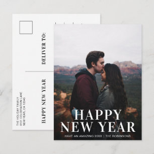 Simple Happy New Year Photo Modern Holiday Postcard
