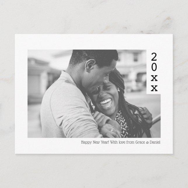 Simple Happy New Year Photo Personalised Postcard (Front)