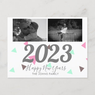 Simple Happy New Years 2023 Pink Confetti Postcard