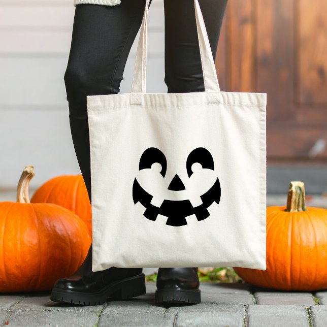 Simple Happy Smiling Halloween Pumpkin Face Tote Bag (Disclaimer: This image is a digital mockup.)