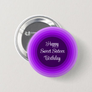 Simple Happy Sweet 16 Birthday Purple Rainbow 6 Cm Round Badge