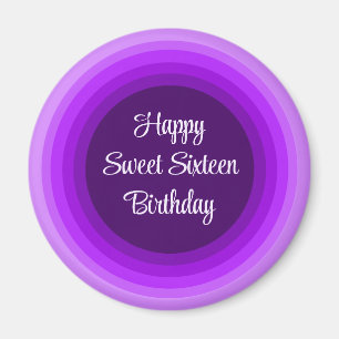 Simple Happy Sweet 16 Birthday Purple Rainbow Magnet