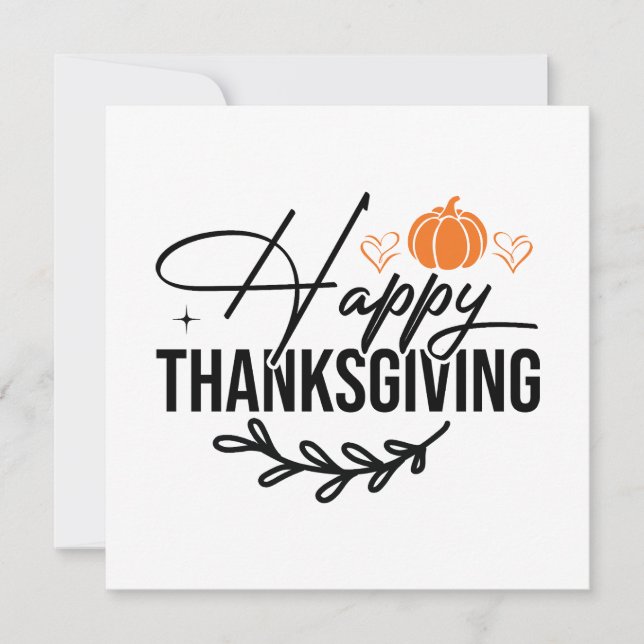 Simple Happy Thanksgiving Pumpkin  Holiday Card (Front)