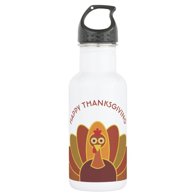 Simple Happy Thanksgiving Turkey | Water Bottle (Front)