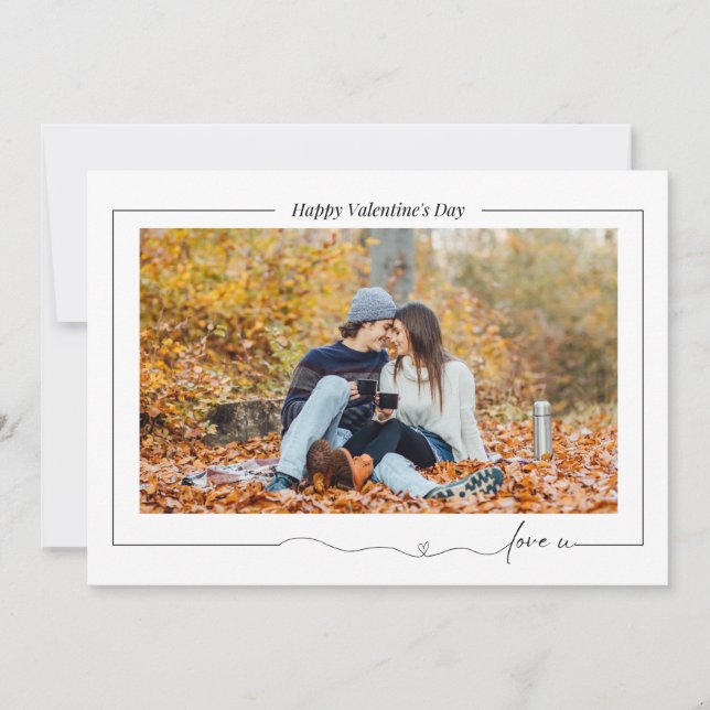 Simple Happy Valentines Day Couple Love you Photo  Holiday Card (Front)