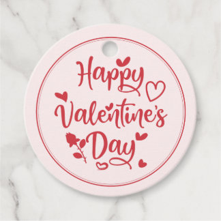 Simple Happy Valentine's Day Red Heart gift Favour Tags