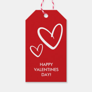 Simple Happy Valentine's Day Two Hearts Gift Tags