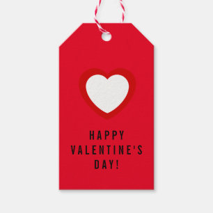 Simple Happy Valentine's Day White Heart on  Gift Tags