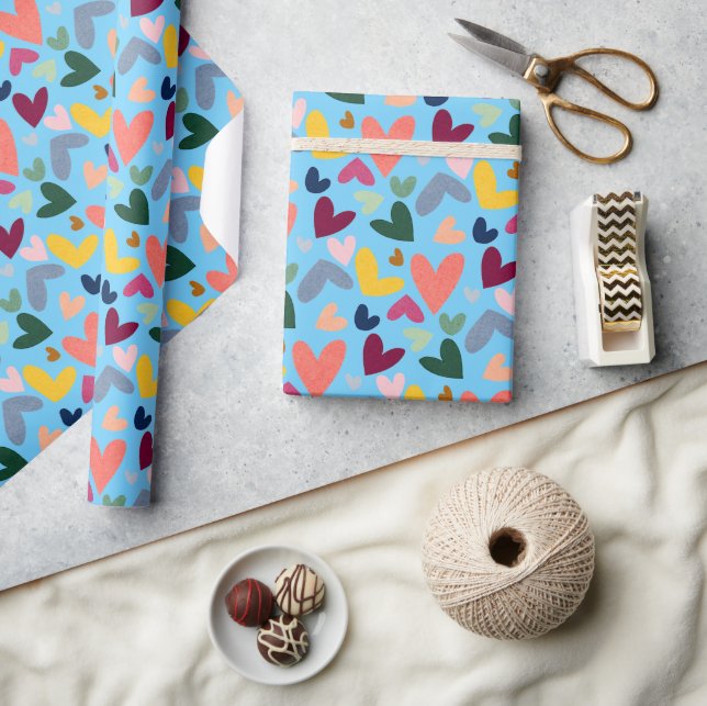 Simple Happy Valentines I Love You Heart Pattern Wrapping Paper (Crafts)