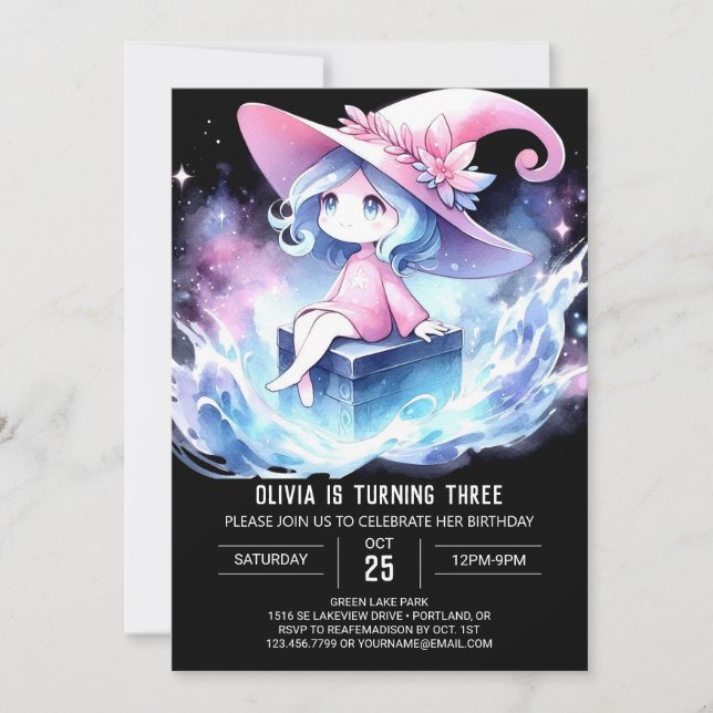 Simple Happy Wizard Birthday Invitation (Front)