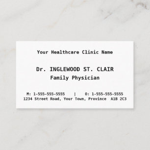 Simple Health Care Professional Business Card