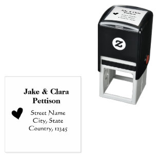 simple heart add name street address city pin self-inking stamp