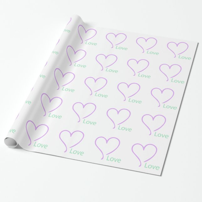 Simple Heart and Love Wrapping Paper (Unrolled)