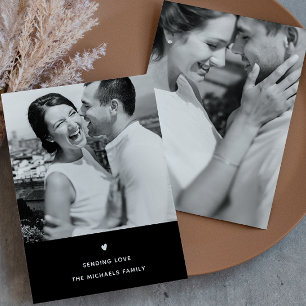 Simple Heart Black and White Valentine Greeting Holiday Card
