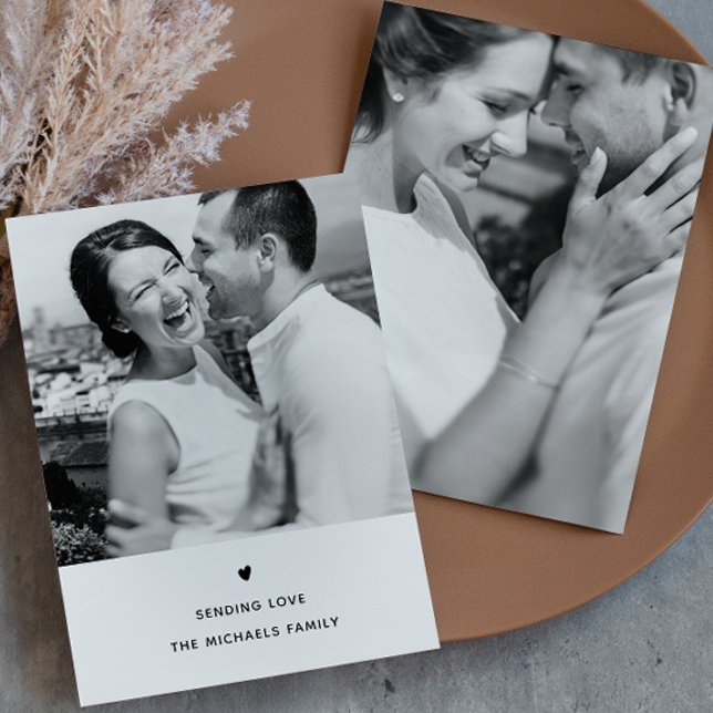 Simple Heart Black and White Valentine Greeting Holiday Card (Creator Uploaded)