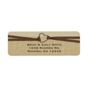Simple heart burlap return address labels
