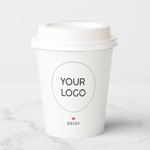 Simple Heart Business Logo QR code Custom Paper Cu Cups