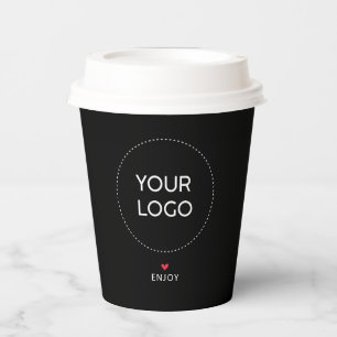 Simple Heart Business Logo QR code Custom Paper Cu Cups