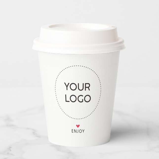 Simple Heart Business Logo QR code Custom Paper Cu Paper Cups (Front)