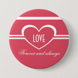 Simple Heart Button, Dark Pink 7.5 Cm Round Badge