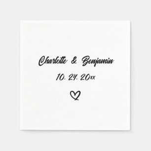 Simple Heart Calligraphy Wedding Napkins