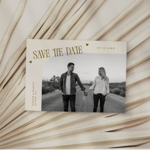 Simple Heart Cream Curved Frame Photo Save The Date