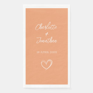 Simple Heart Custom Apricot Wedding Paper Guest Napkin