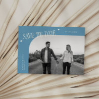 Simple Heart Denim Blue Curved Frame Photo