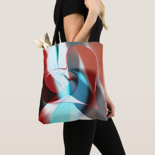 Simple heart design, crystalline tone mix in curve tote bag
